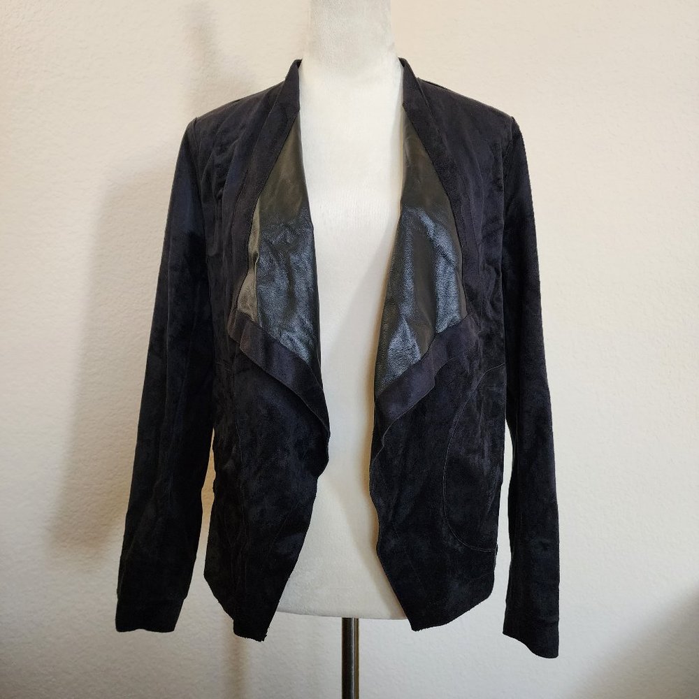 Reversible Faux Leather and Suede Flyaway Jacket